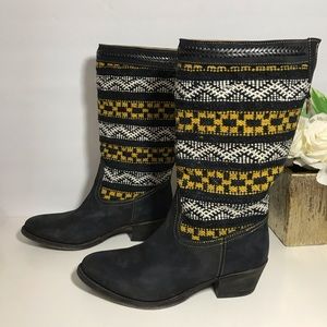 COBRA SOCIETY Black LEATHER WOOL BOOTS Alcazar